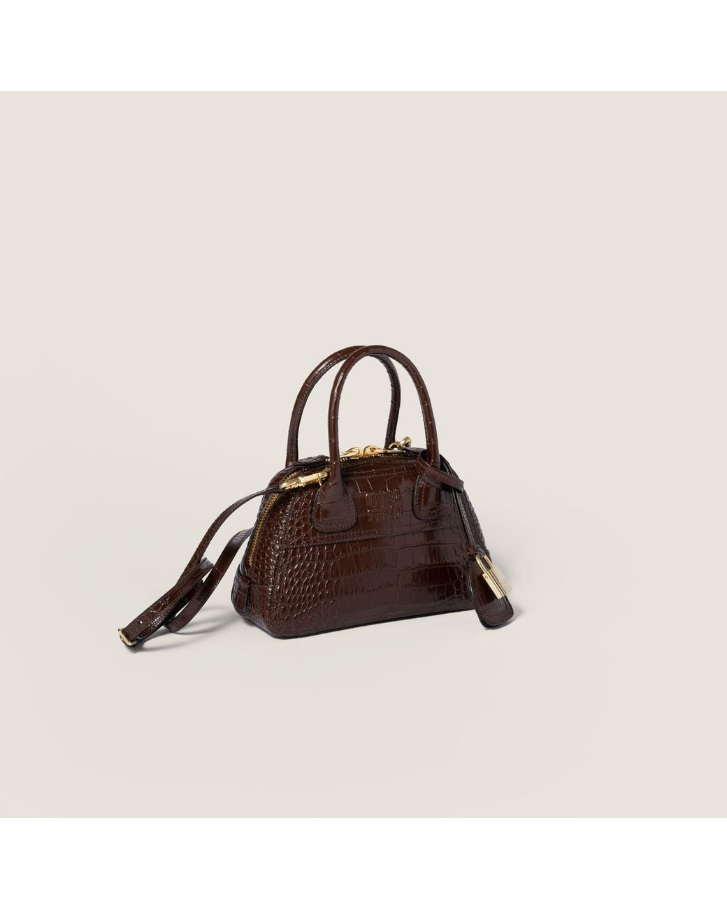 Miu Miu Brown Vivant Crocodile Embossed Calfskin Mini-Bag
