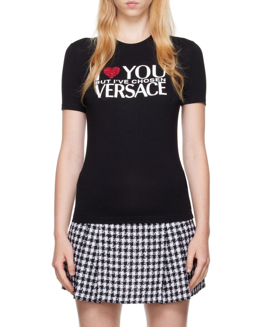 Versace Black Logo Printed Crewneck T-Shirt