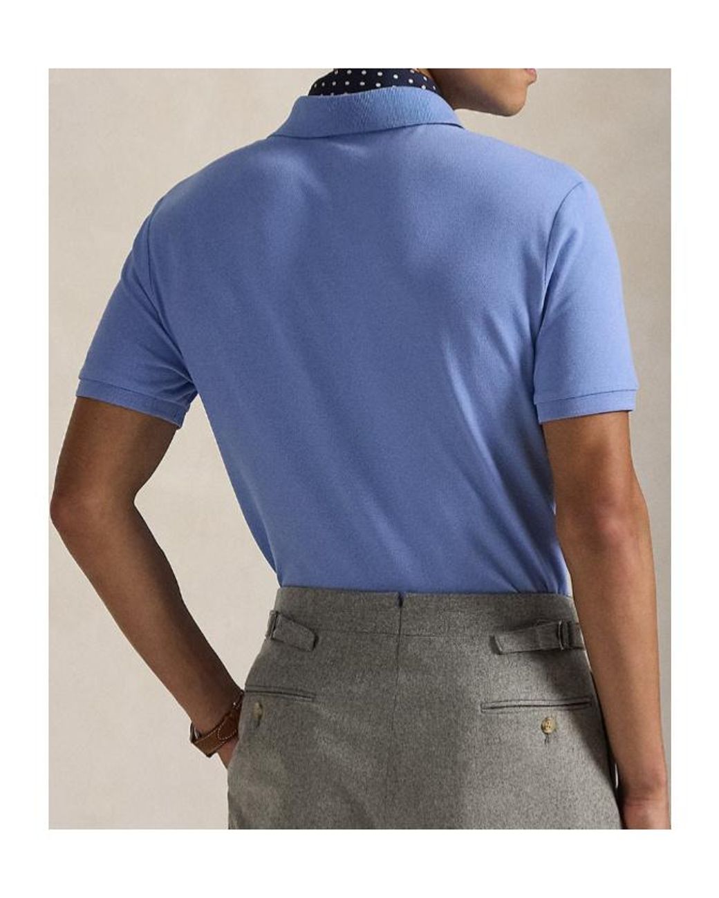 Ralph Lauren Blue Polo Custom Slim Fit Stretched Polo Shirt for men