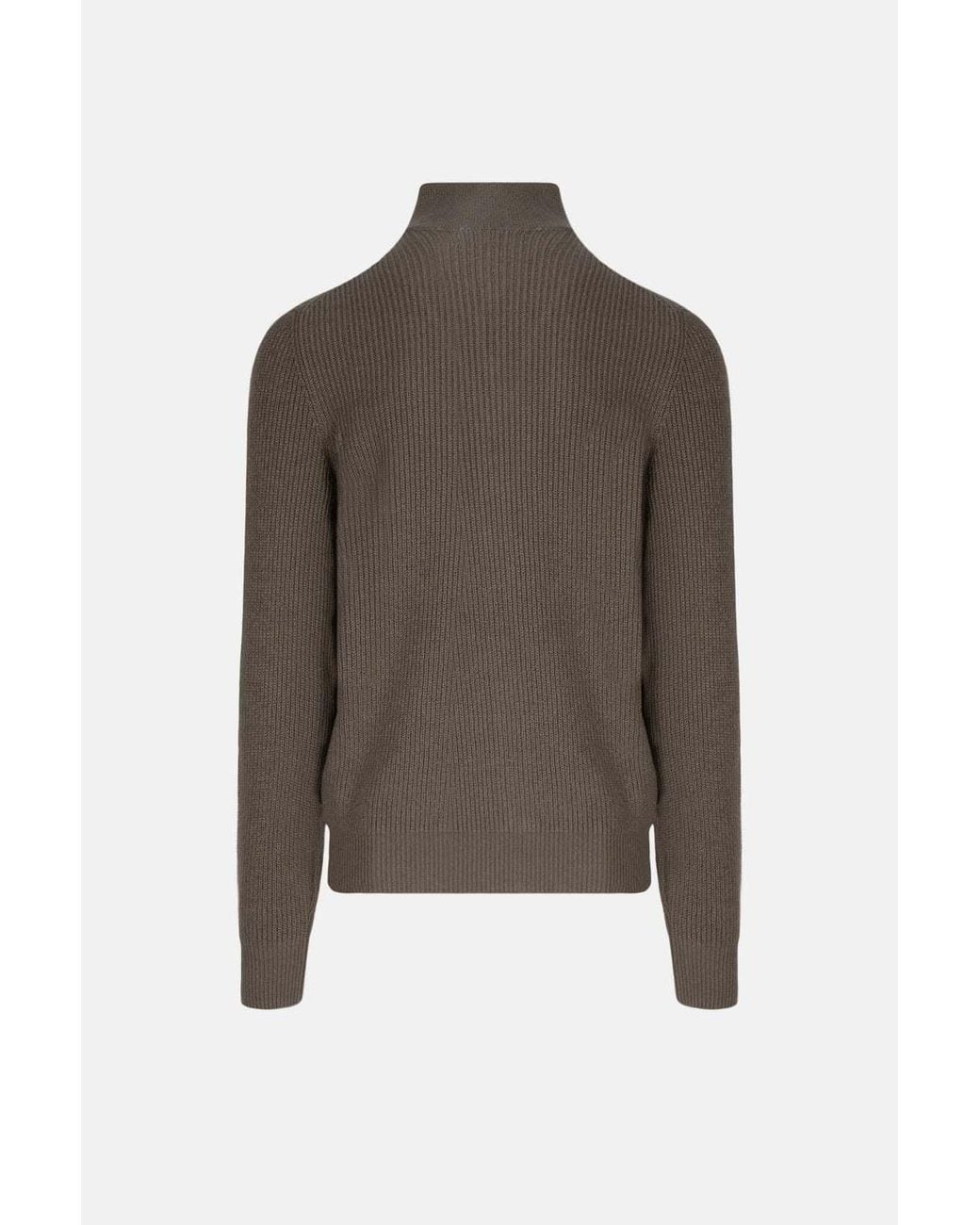Brunello Cucinelli Brown Long-Sleeve Knit Top for men