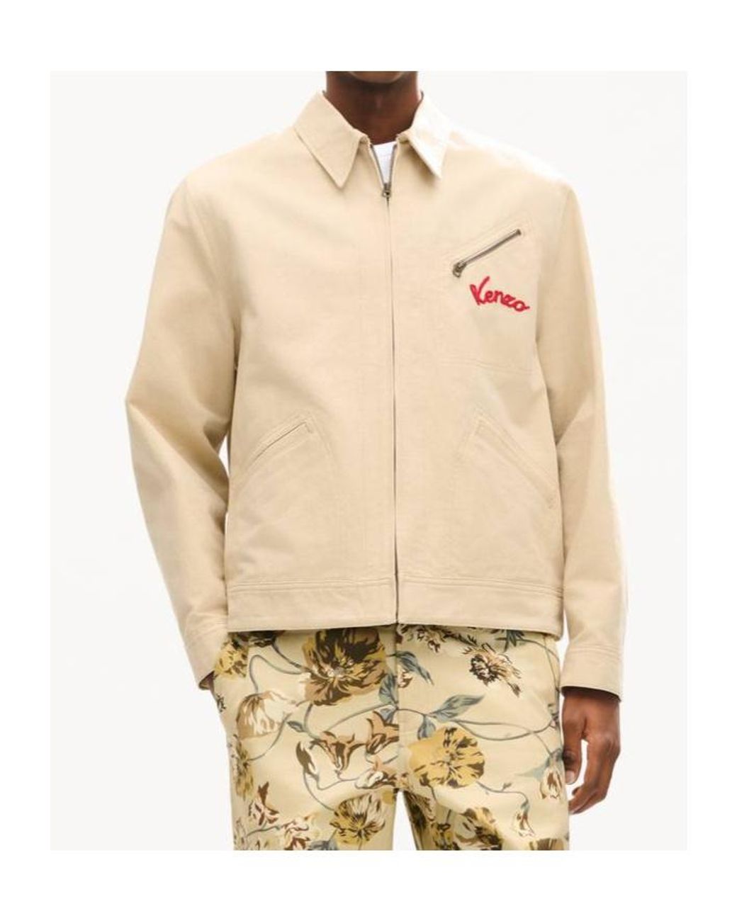 KENZO Natural Varsity' Embroidered Genderless Workwear Blouson