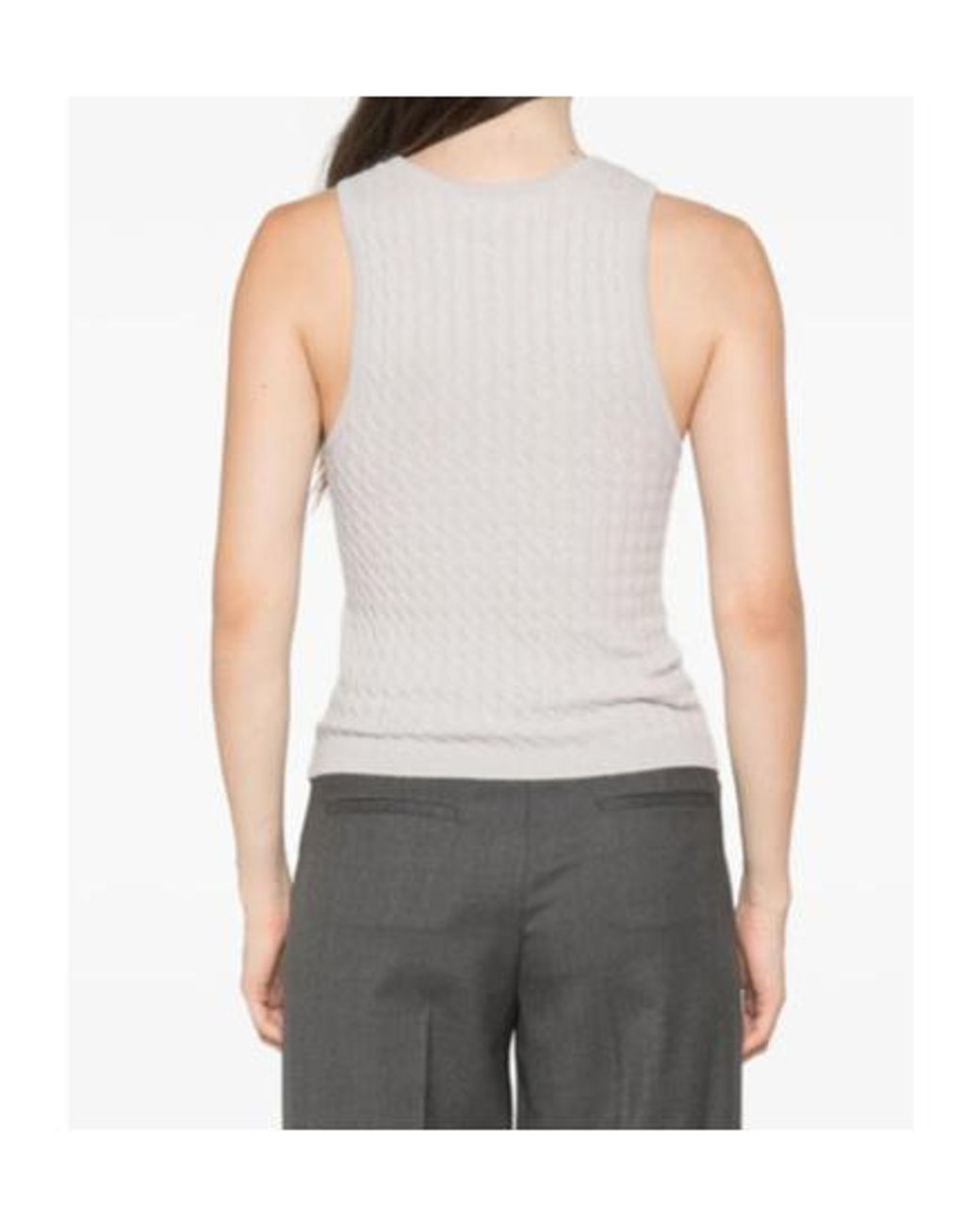 Lisa Yang White Crew-Neck Knit Vest