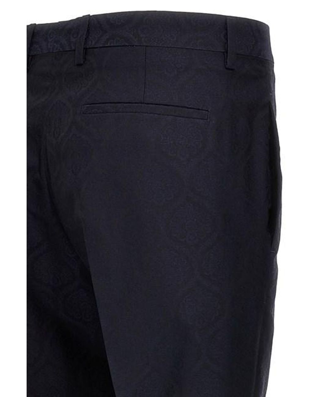 Etro Blue Patterned Pleat Front Trousers for men