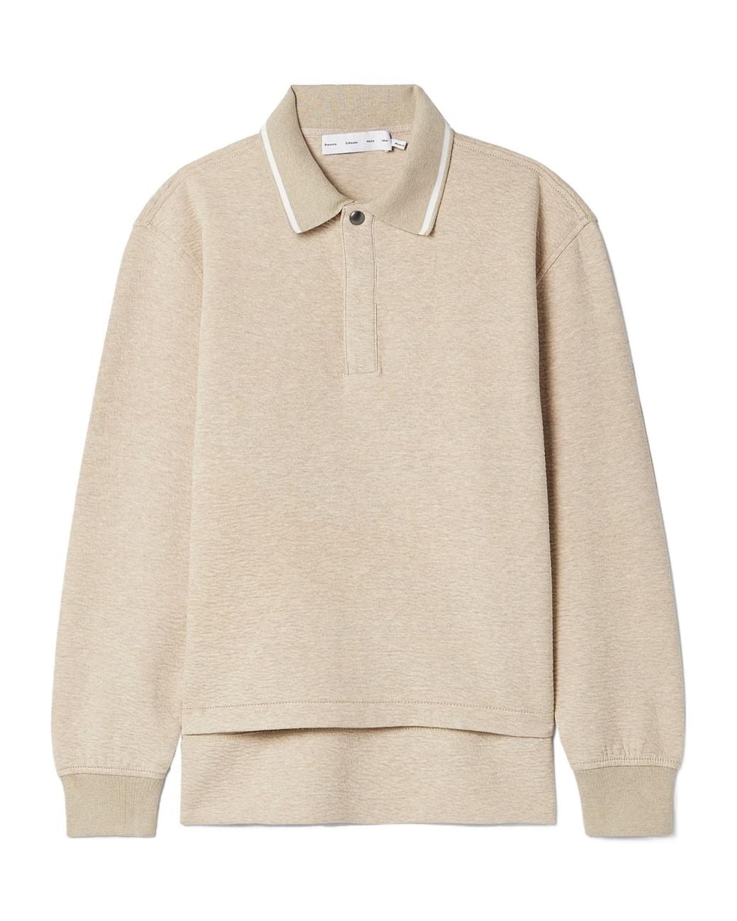 Proenza Schouler Natural Genevieve Striped Cotton-Blend Cloqué Polo Shirt