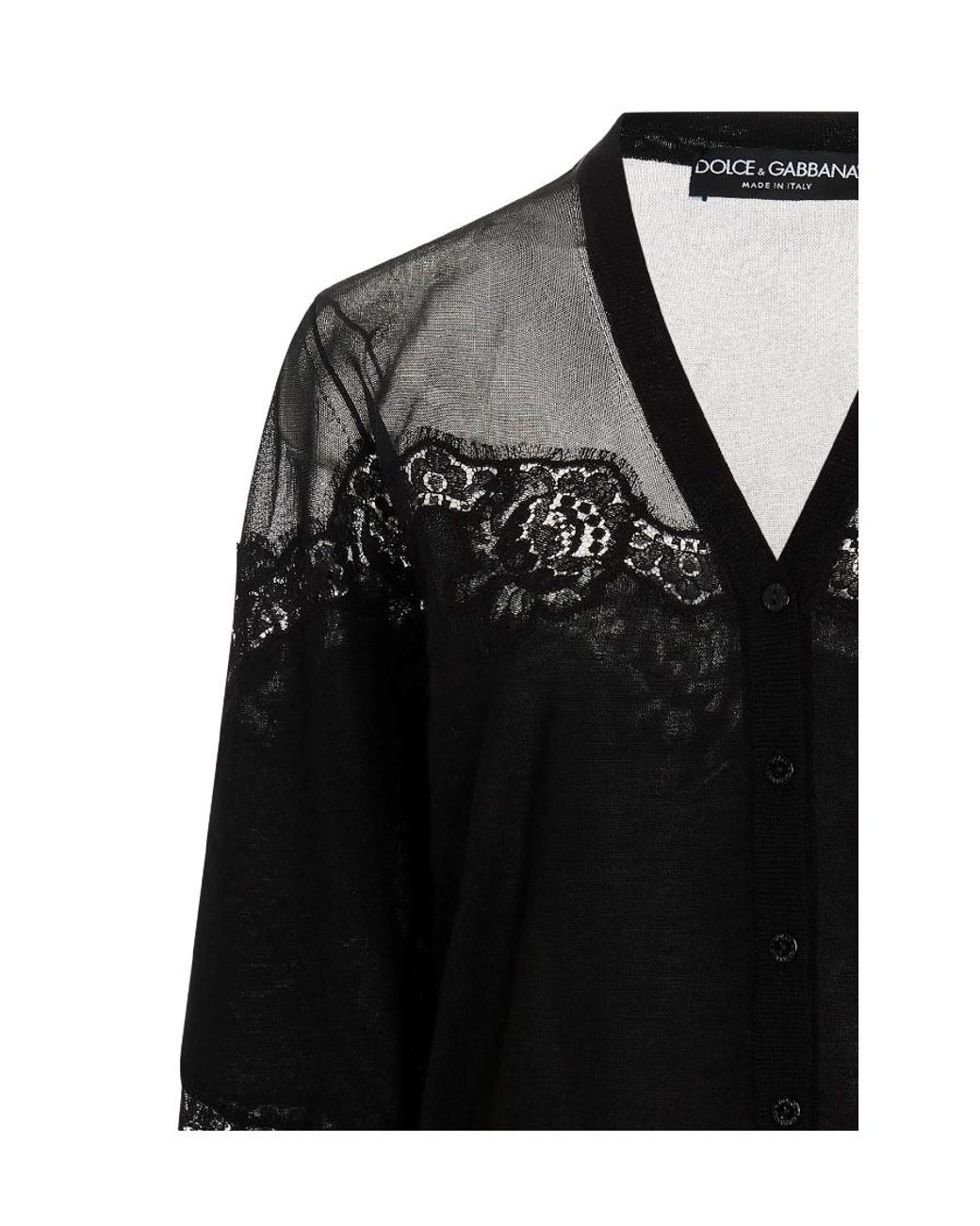 Dolce & Gabbana Black Lace-Trim Cardigan