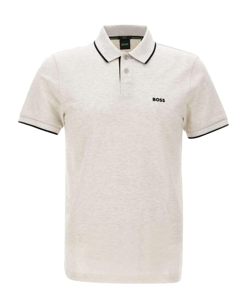 Boss White Logo Trim Polo Shirt for men