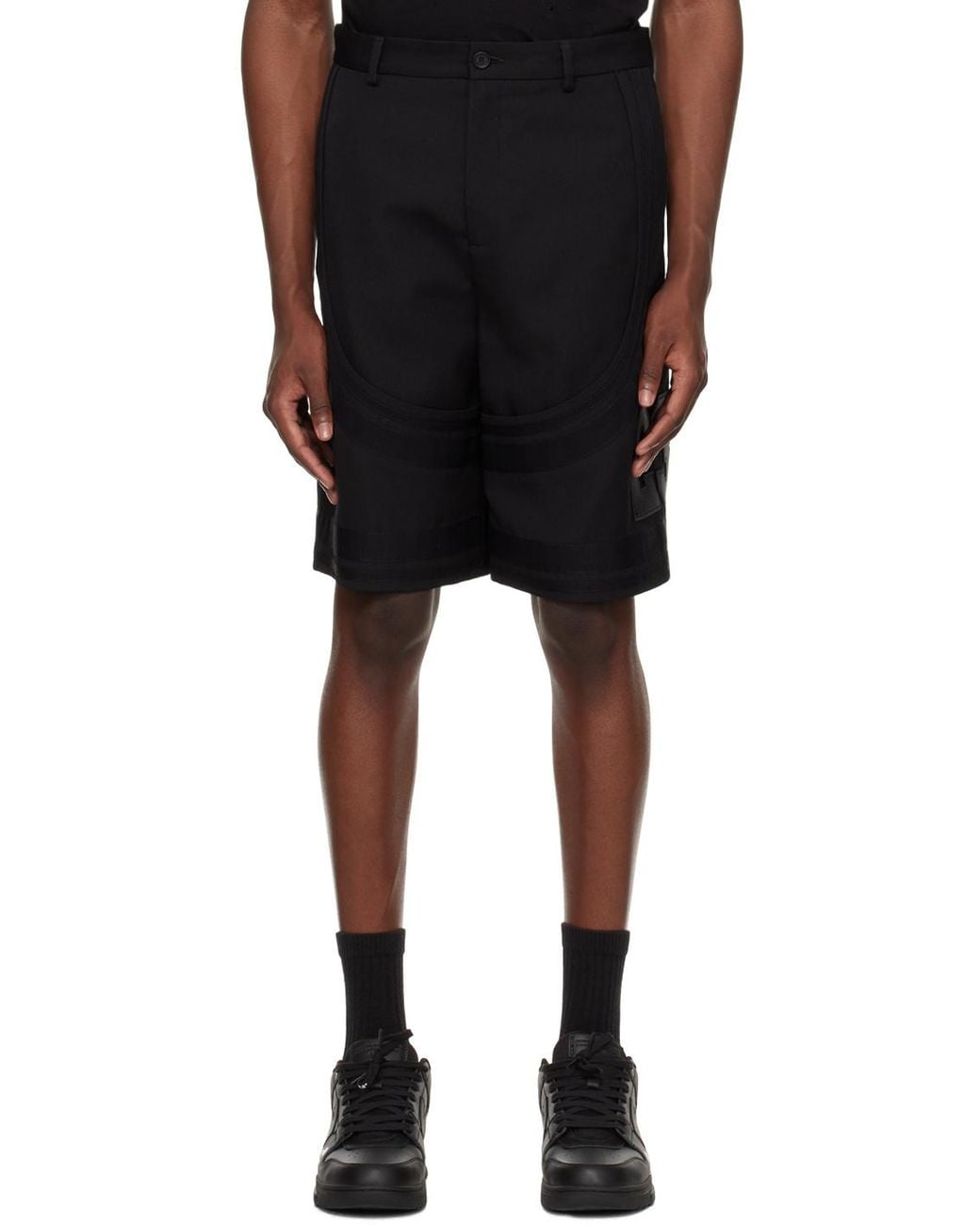 Off-White c/o Virgil Abloh Black Button Detailed Shorts for men