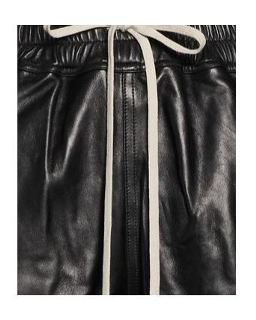 Rick Owens Black Simple Solid-Color Leather Shorts