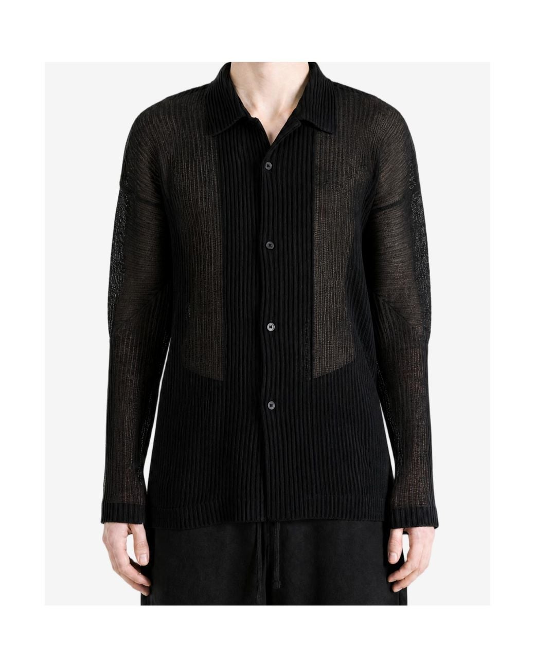 Homme Plissé Issey Miyake Black Homme Plissé Issey Miyake Sheer Pleated Shirt for men