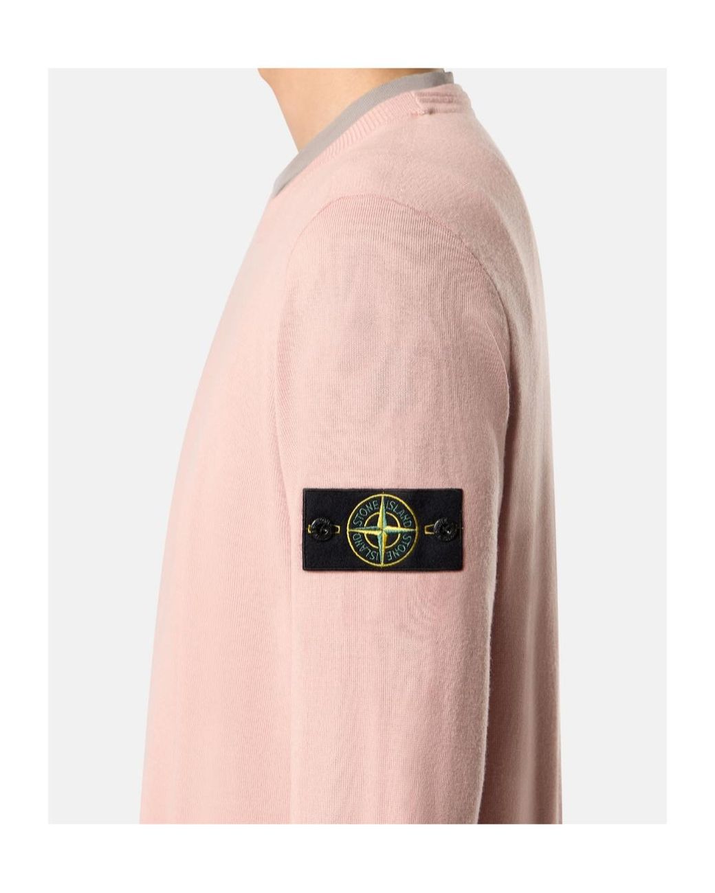 Stone Island Pink Badge Crewneck Knitted Sweater for men