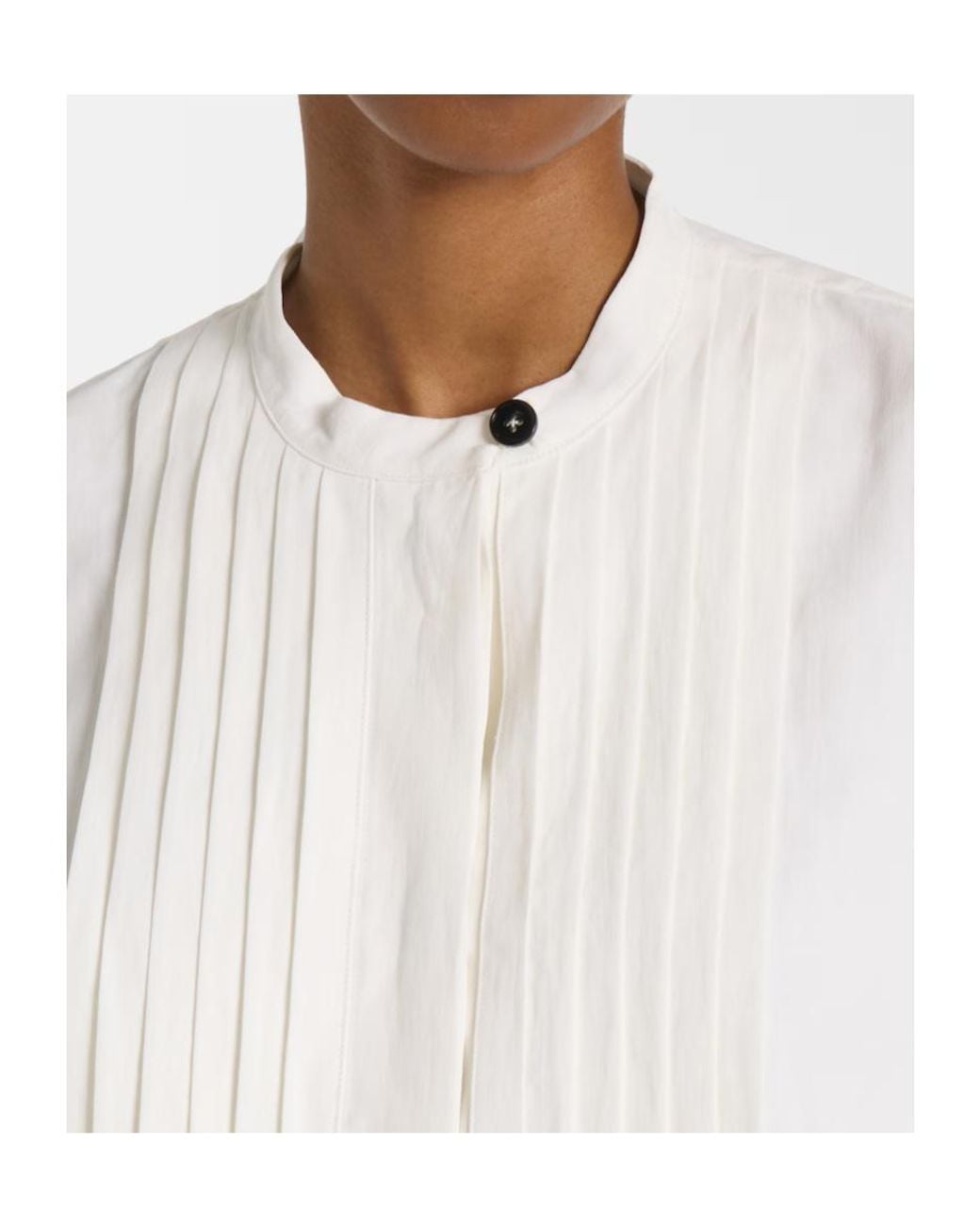 Jil Sander White Plissé Linen Blouse
