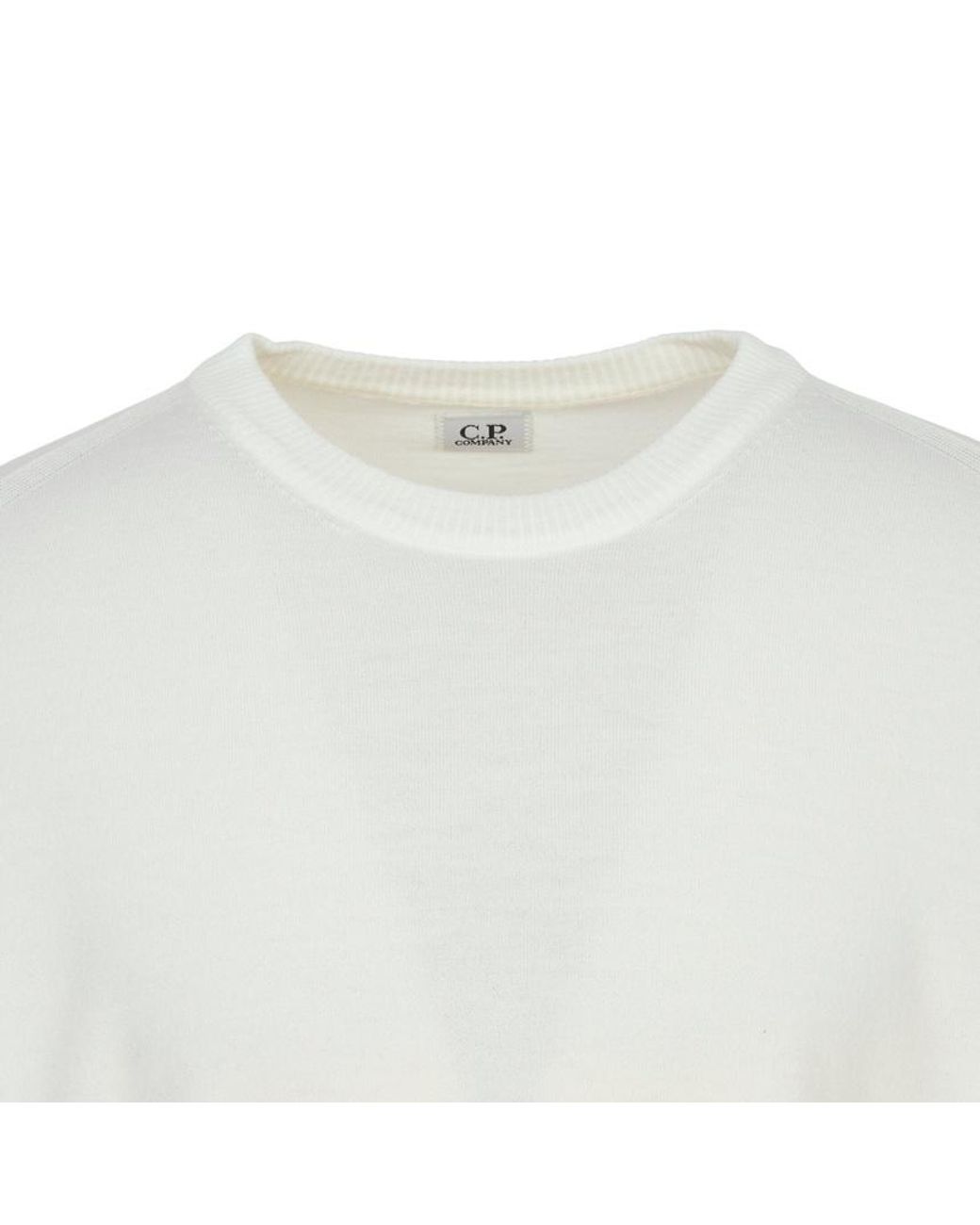C P Company White Lens Sleeve Sweater for men