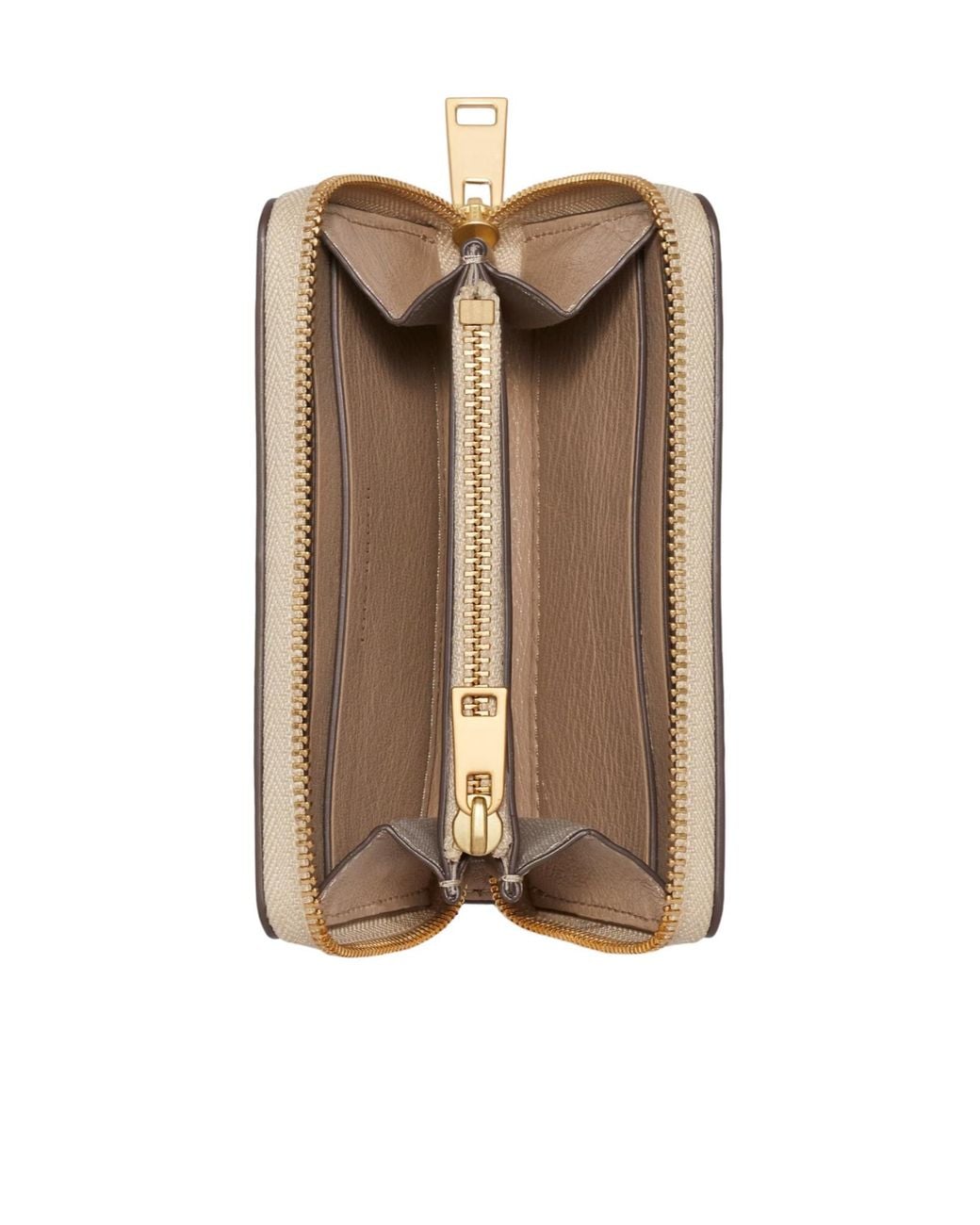 Tory Burch Natural Quilted Zip-Around Wallet