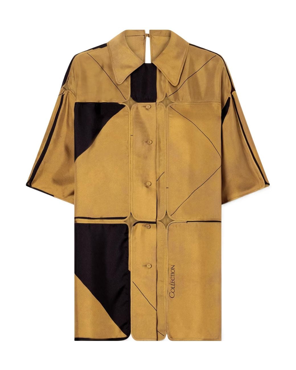 Calvin Klein Yellow Patchwork Silk-Twill Shirt