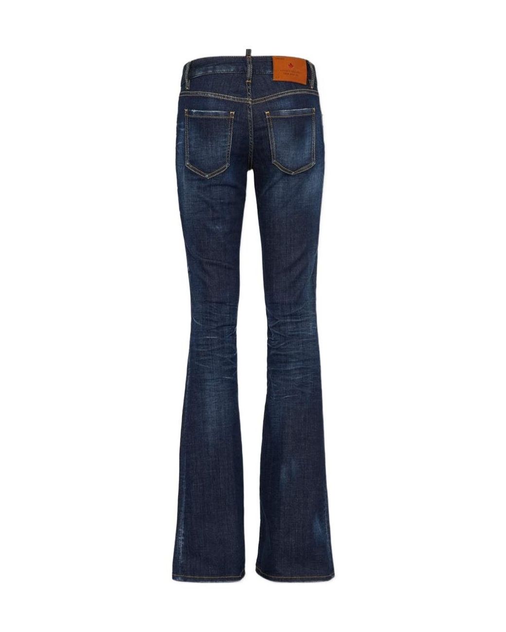 DSquared² Blue Dark Clean Washed Medium-Waist Flare Jeans