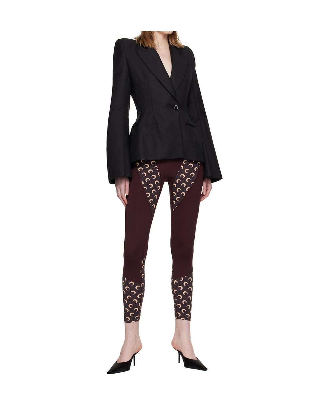 MARINE SERRE Red Moon-Print Panelled Leggings