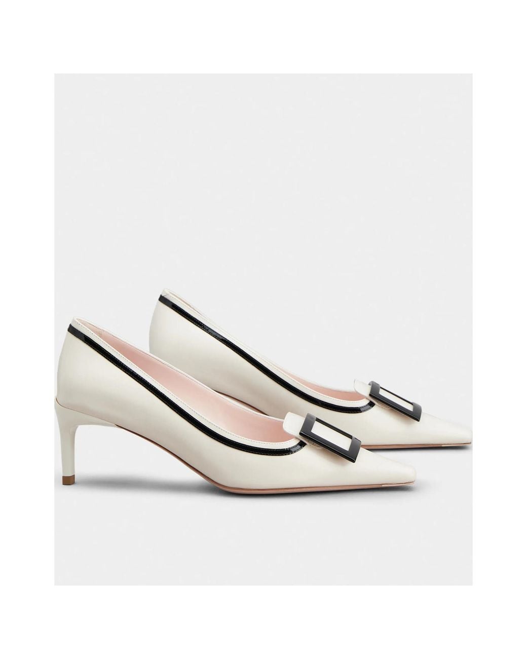 Roger Vivier White Viv Canard Leather Pumps