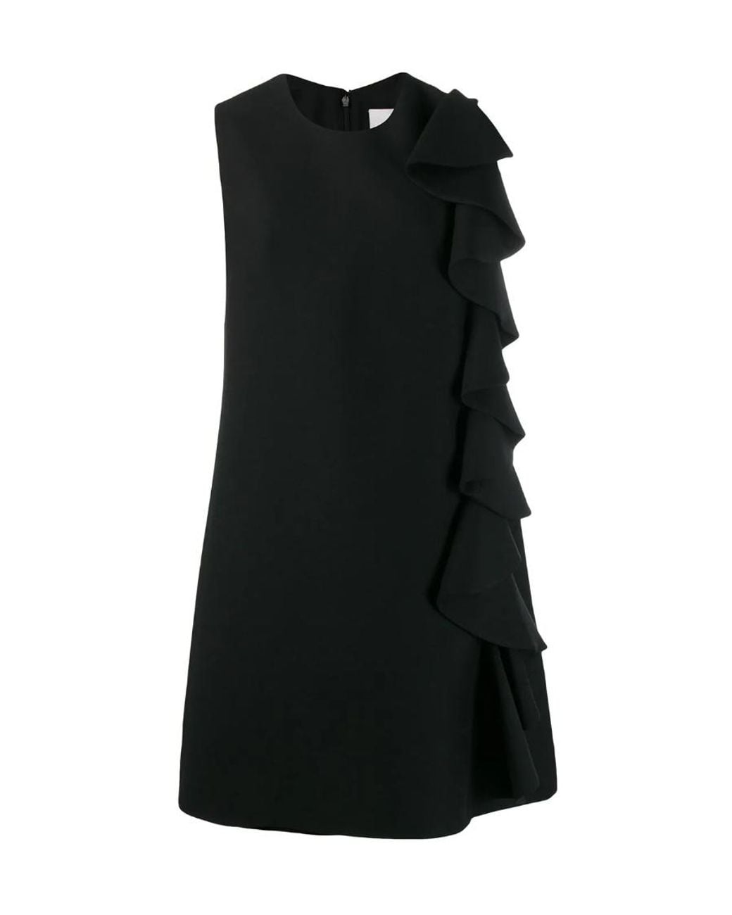 Valentino Black Ruffle Detail Shift Dress