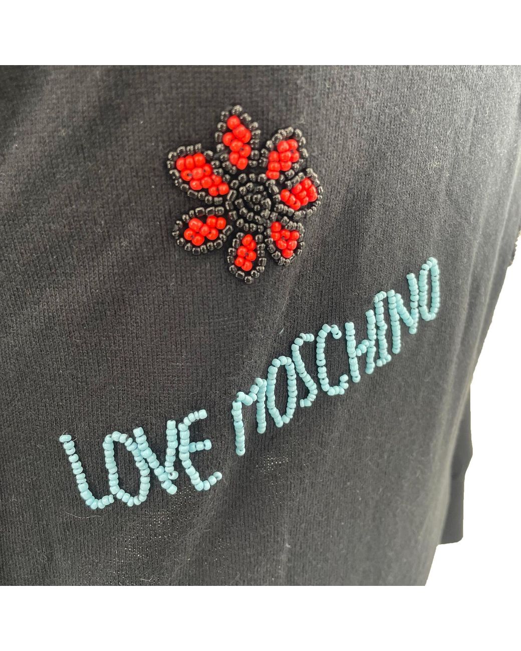 Moschino Blue Beaded Round-Necked Sweater