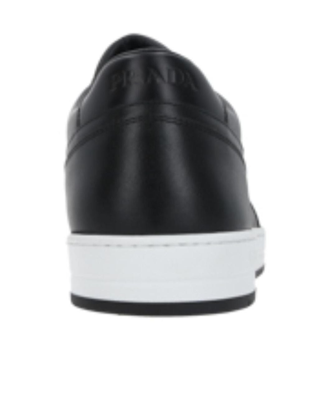 Prada Black Downtown Enamel-Triangle Logo Sneakers for men