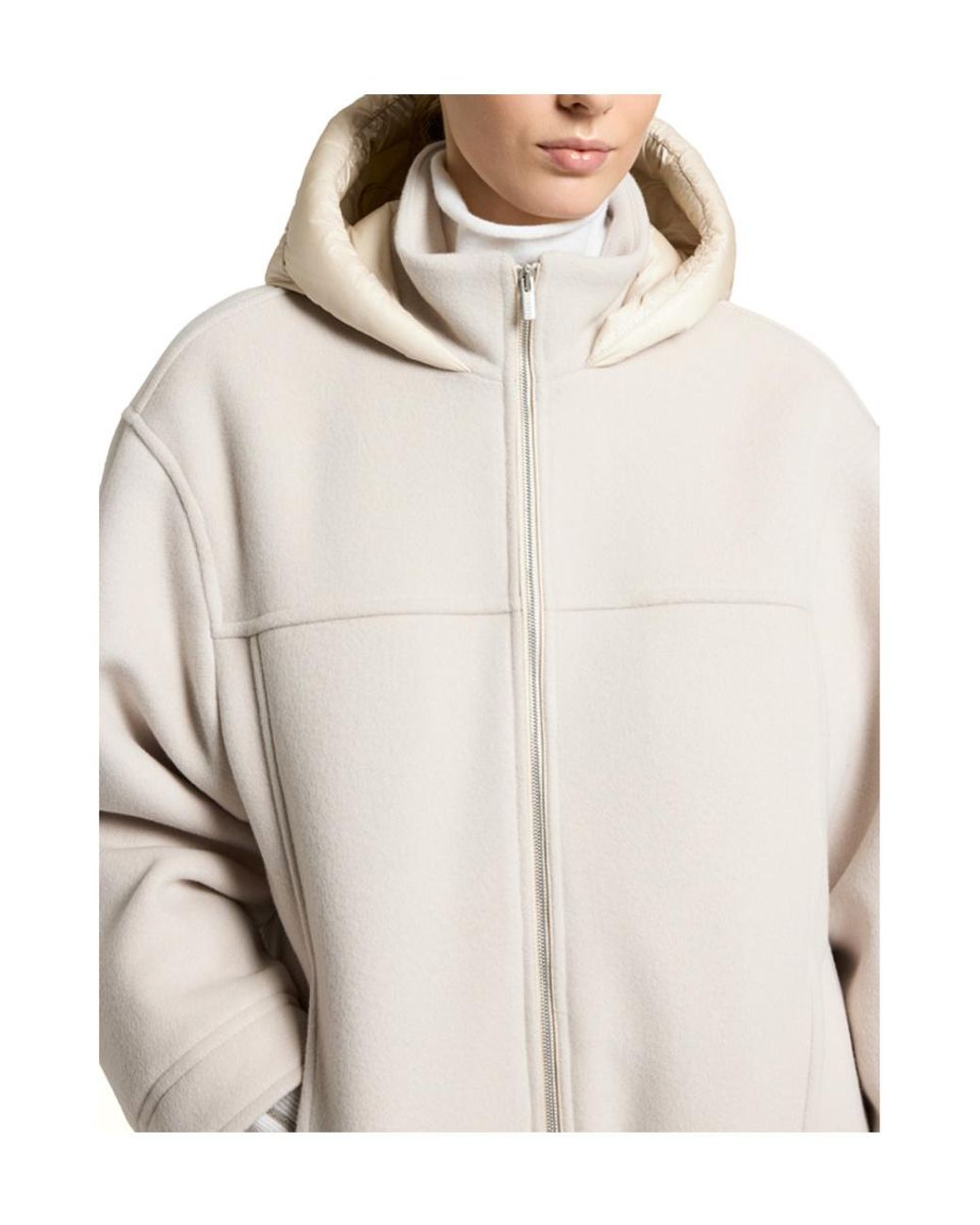 Peserico Gray High Neck Hooded Jacket