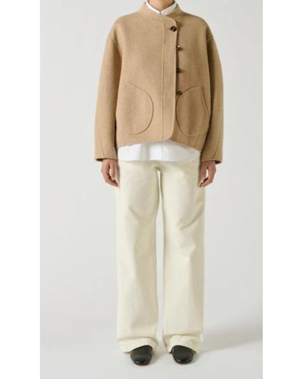 Soeur Natural Windsor Cropped Asymmetric Jacket