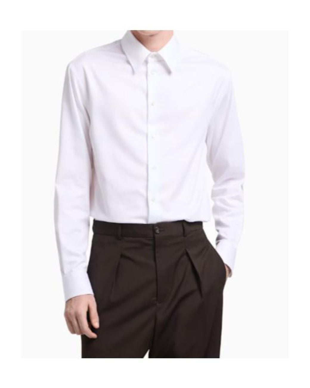 Emporio Armani White Long-Sleeves Cotton Shirt for men