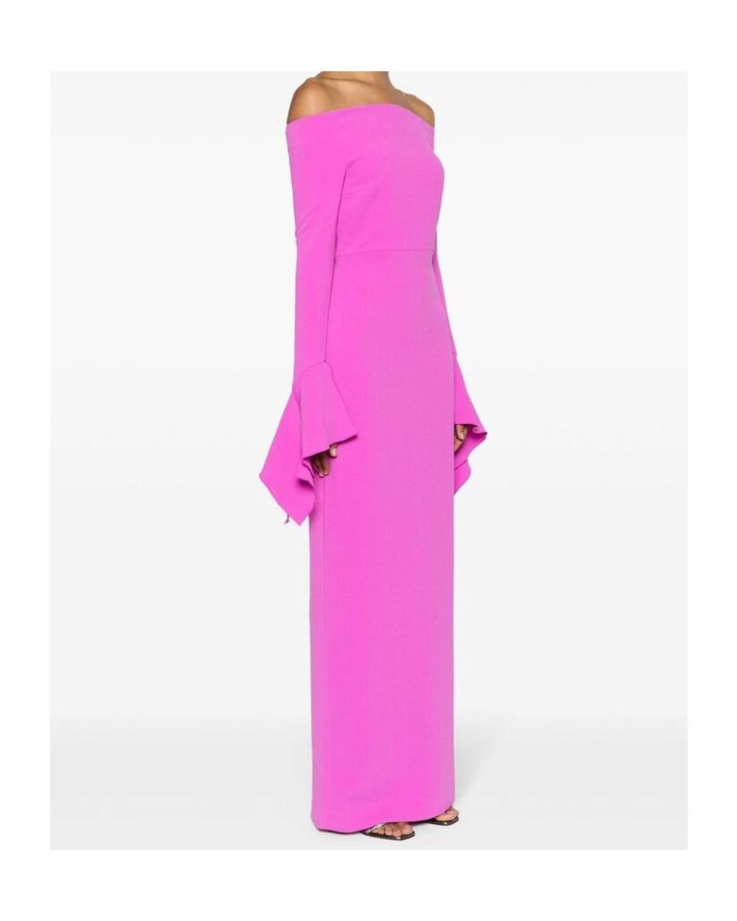 Solace London Pink Amalie Off-Shoulder Cady Maxi Dress