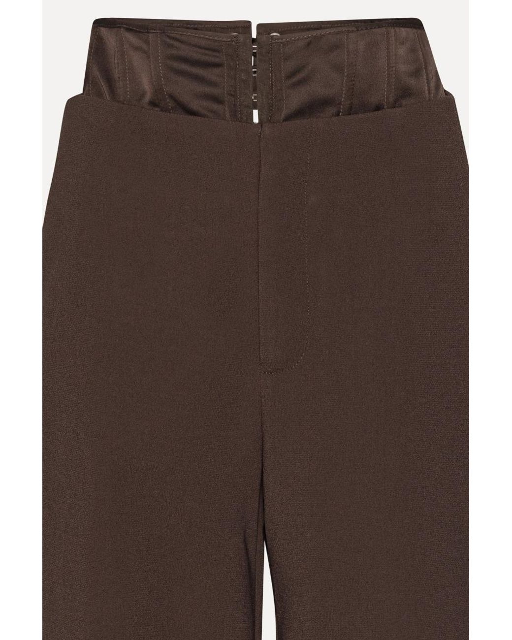 ROTATE BIRGER CHRISTENSEN Brown Corset Detailed Straight-Leg Pants