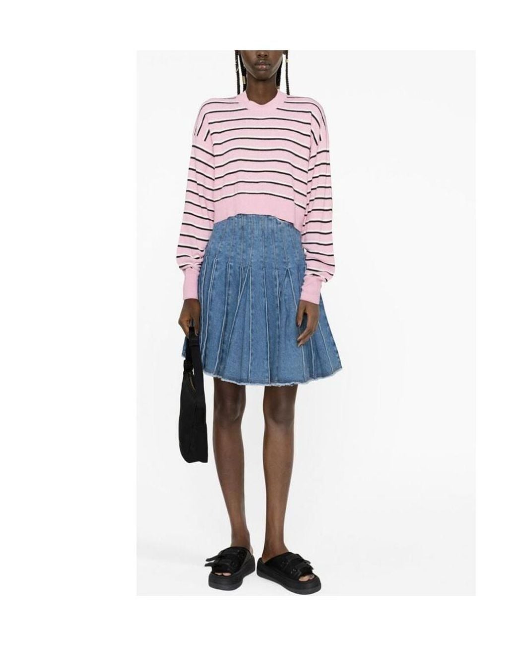 Palm Angels Red Striped Cropped Crewneck Jumper