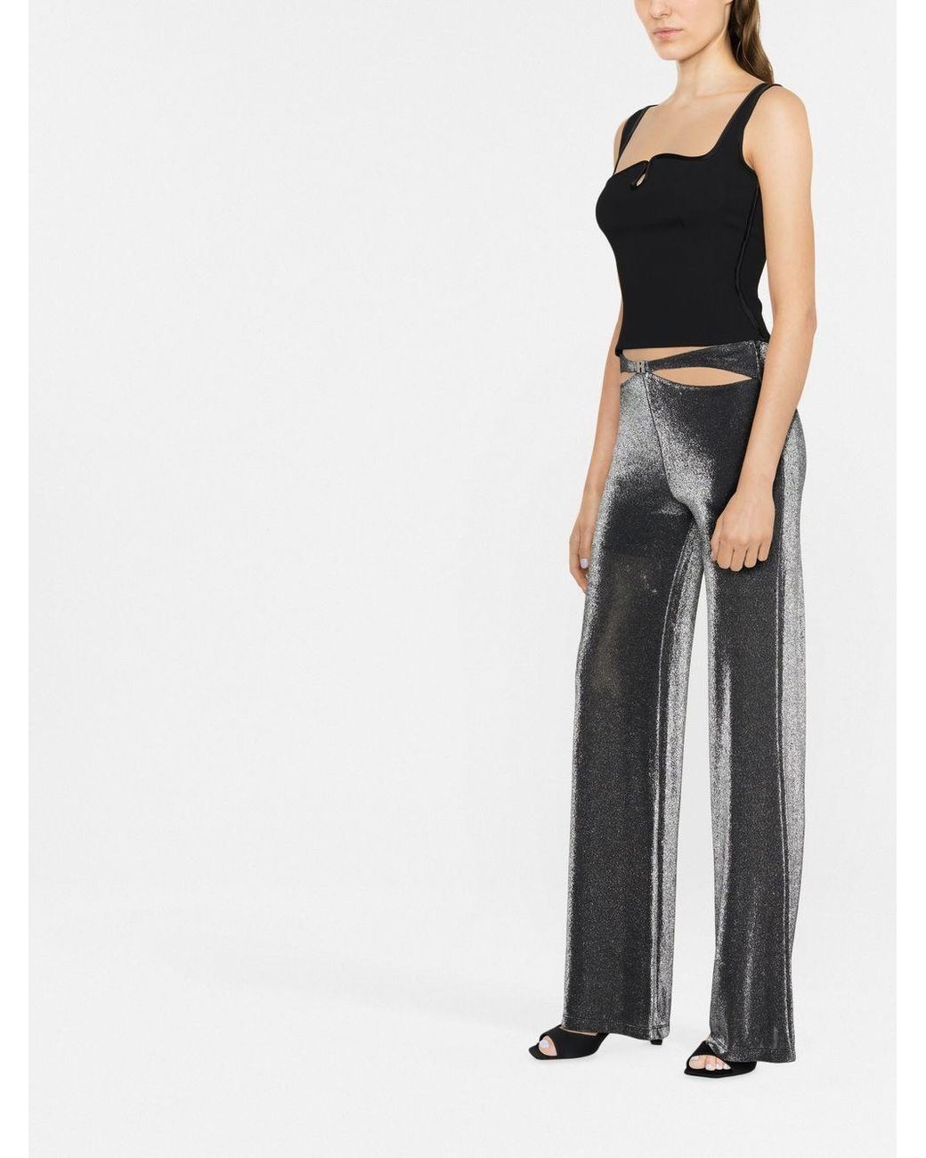 ROTATE BIRGER CHRISTENSEN Black Cut-Out Wide-Leg Pants