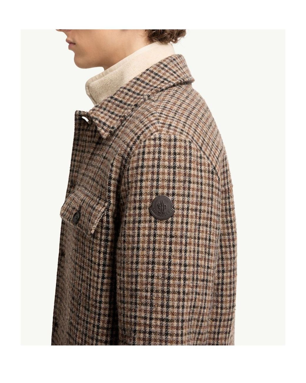 Moncler Brown Norfol Wool Blend Down Shirt Jacket for men