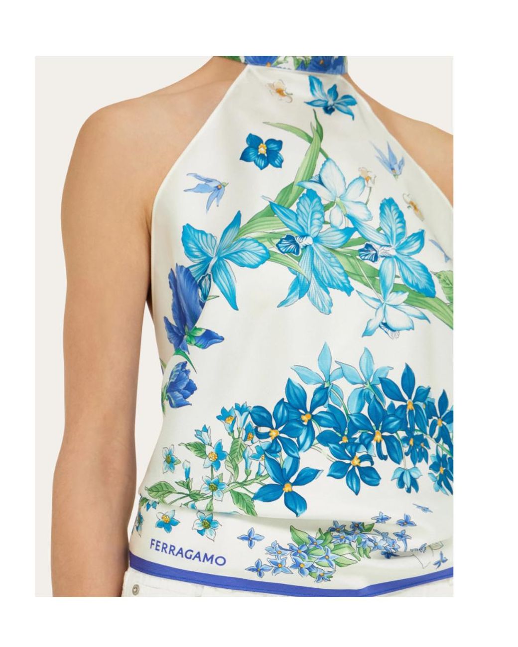 Ferragamo Blue Ferragamo Spring Print Foulard Top