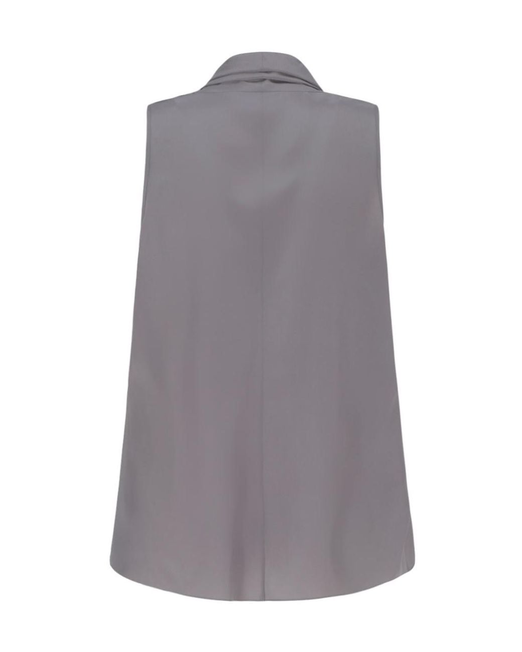 Giorgio Armani Gray Silk Sleeveless Wrap Blouse
