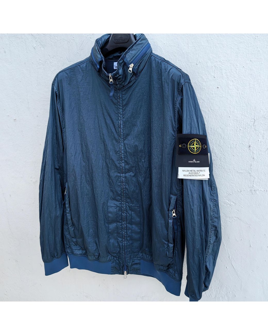 Stone Island Blue Logo Patch Zipped Jacket for men