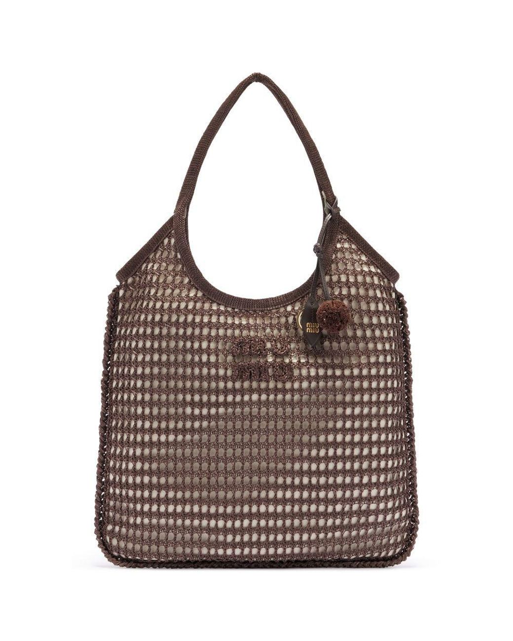 Miu Miu Brown Crochet Shoulder Bag