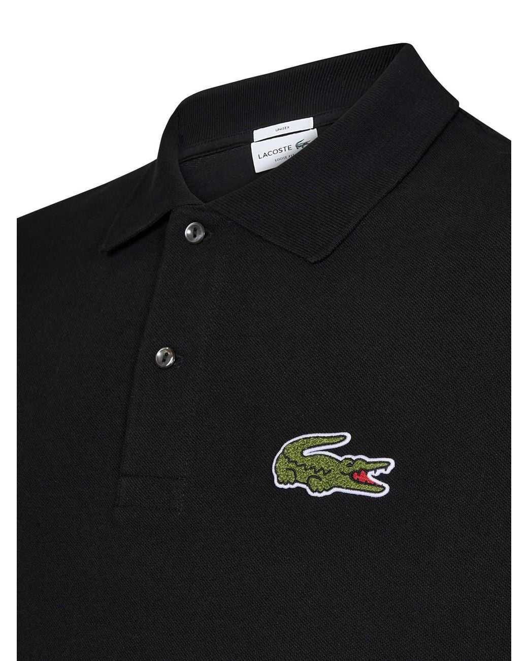 Lacoste Black Relaxed Fit Pique Polo Shirt for men