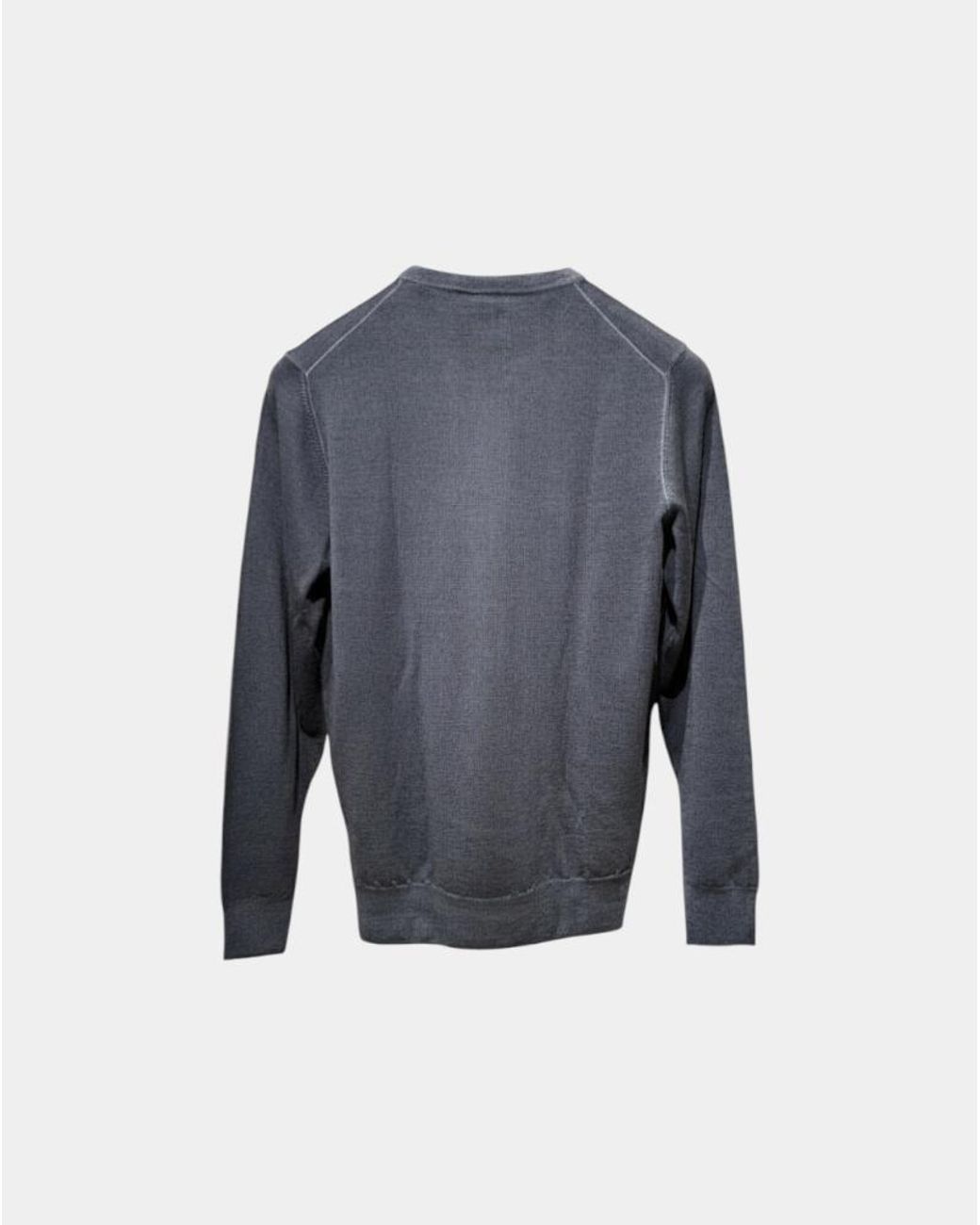 Fedeli Blue Long-Sleeved Crewneck Jumper for men