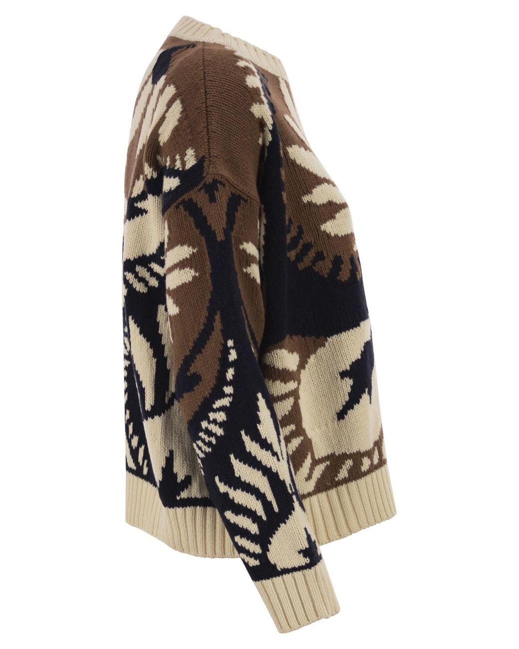 Weekend by Maxmara Black Wkdcelebre Patterned Cotton Crew Neck