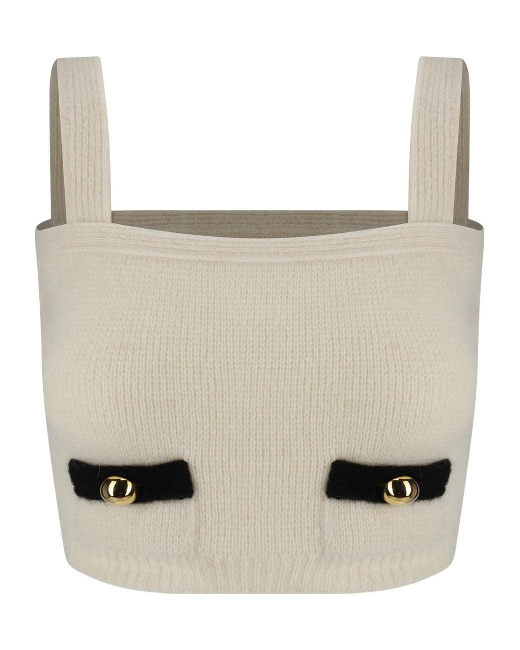 Alessandra Rich Natural Sleeveless Ribbed-Knit Top