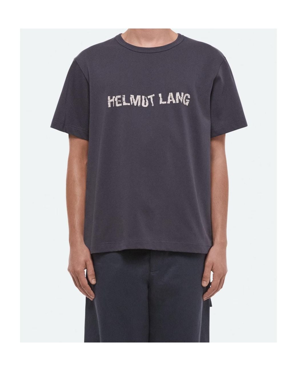 Helmut Lang Blue Crumpled Logo Tee for men