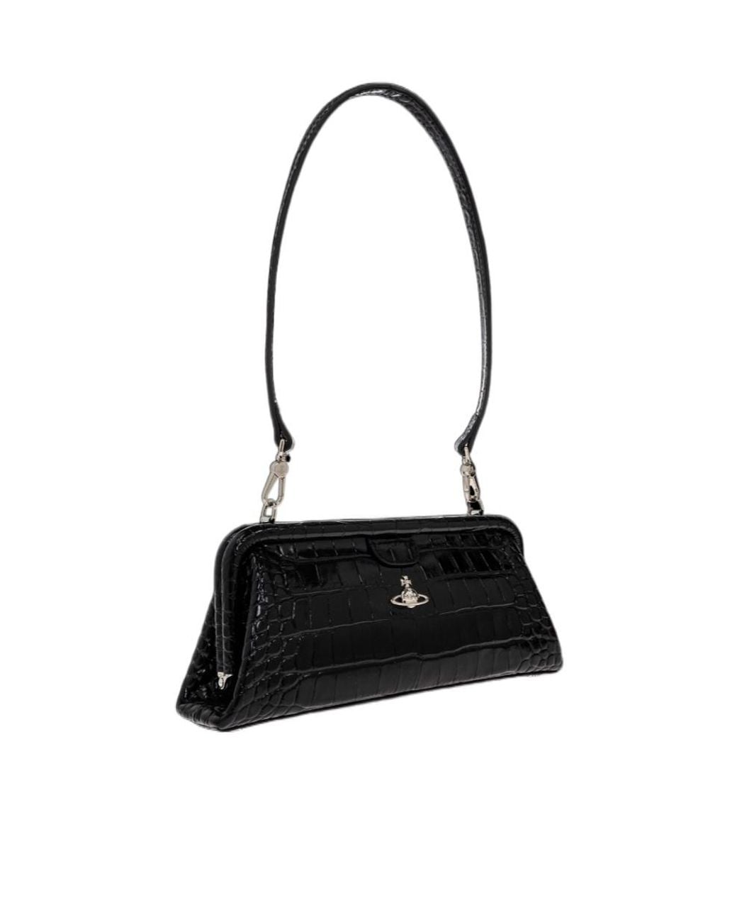 Vivienne Westwood Black Orb Plaque Embossed Shoulder Bag