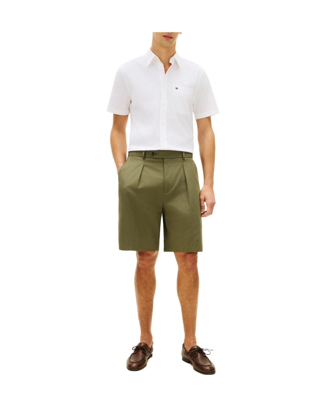 Tommy Hilfiger White Buttondown Collar Shortsleeve Shirt for men