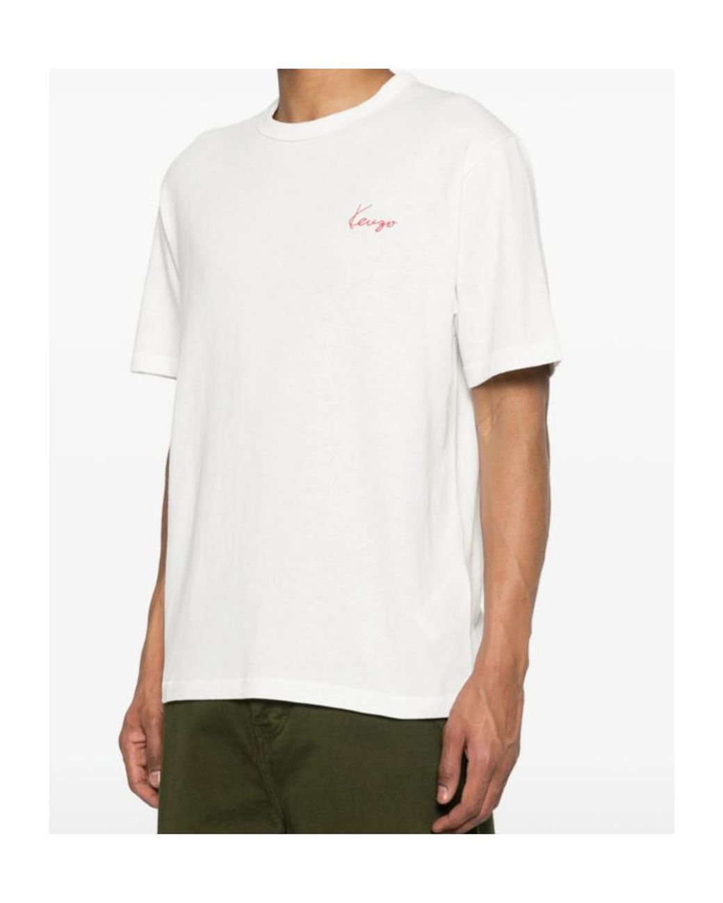 KENZO White Archive Rose Crewneck T-Shirt for men
