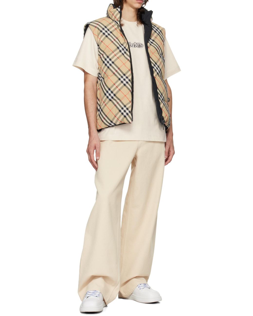 Burberry Multicolor Reversible Check Nylon Padded Gilet for men
