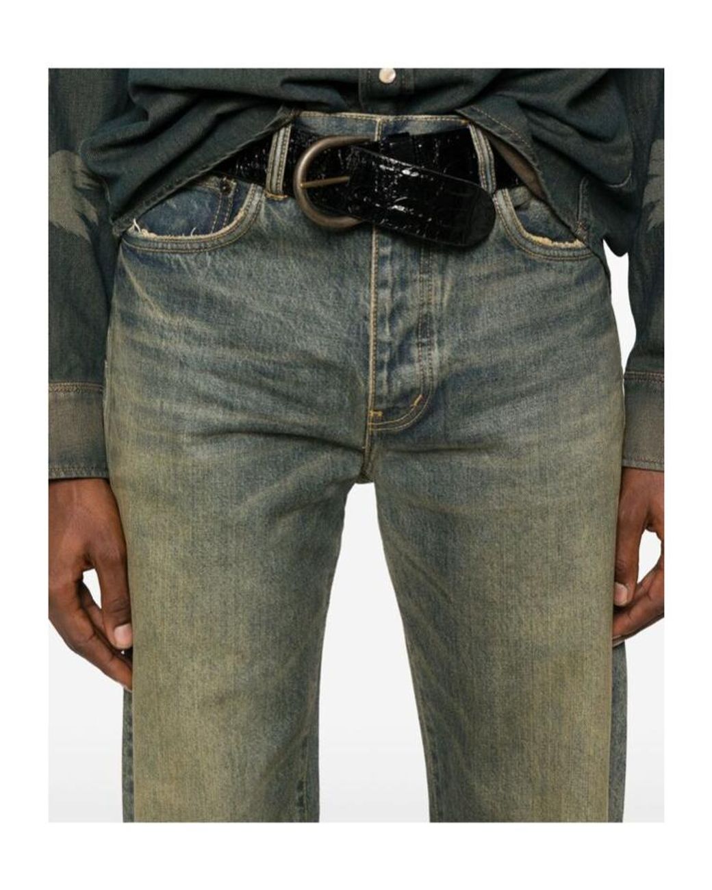 Purple Brand Green Belt-Loop Jeans for men
