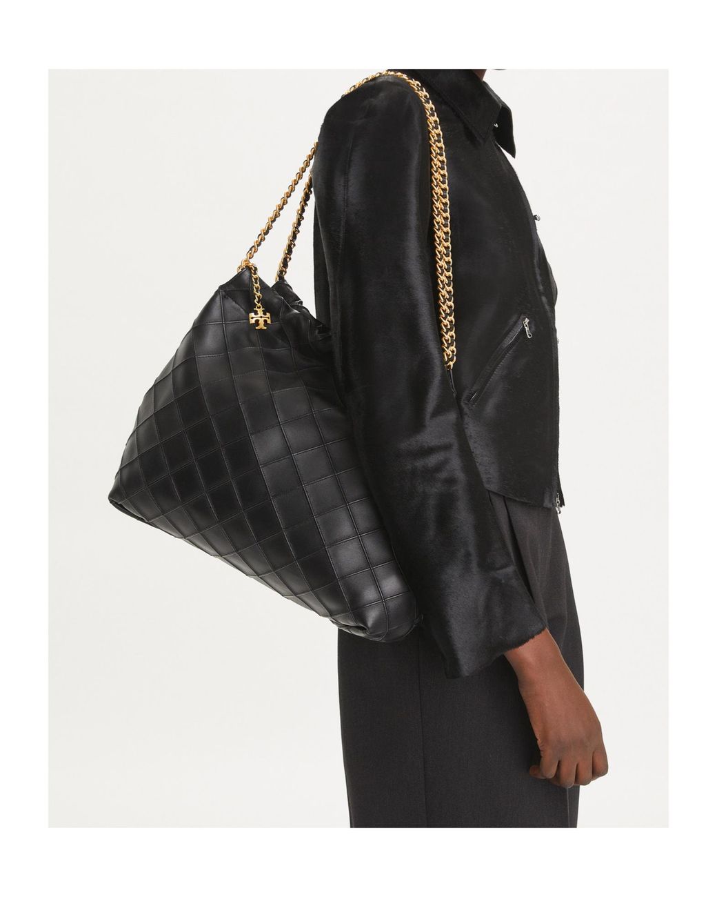 Tory Burch Black Fleming Drawstring Hobo Bag