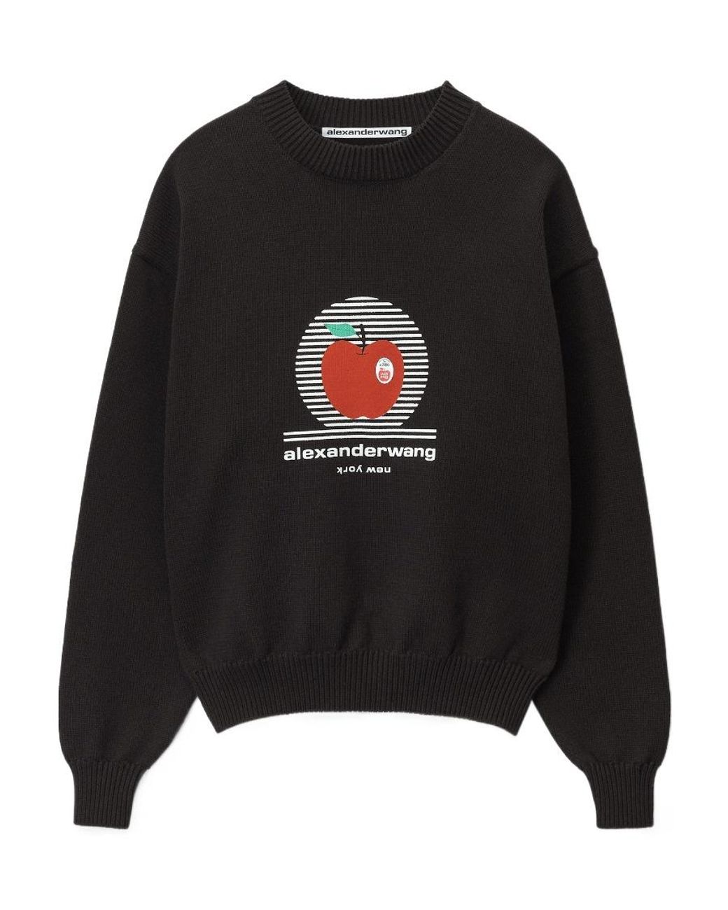 Alexander Wang Black Logo Printed Crewneck Jumper