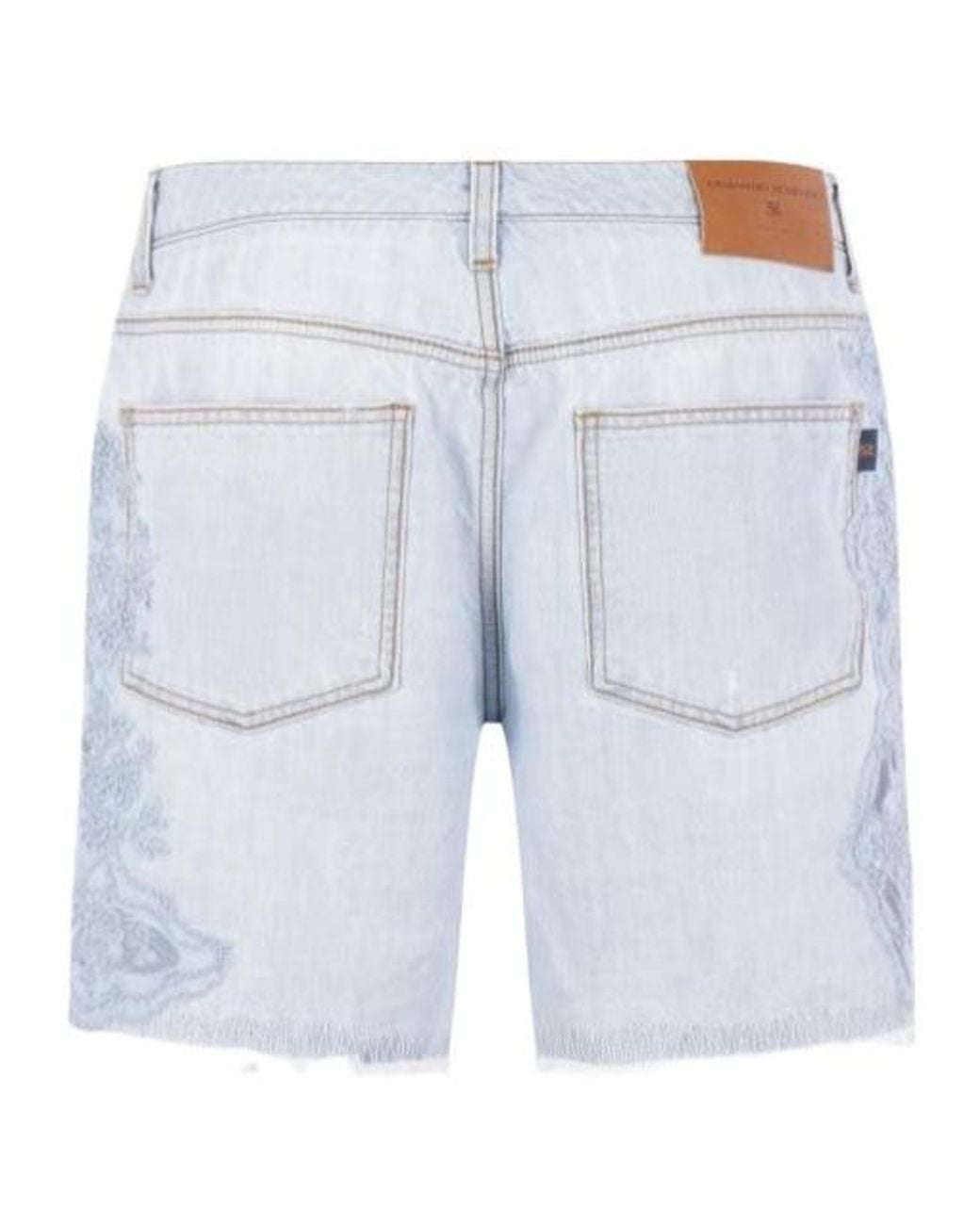 Ermanno Scervino Blue Rebrodé Lace Denim Shorts