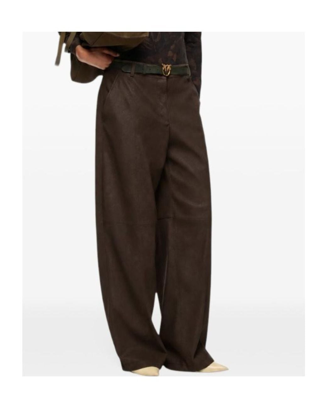 Pinko Brown Wide-Leg Pants